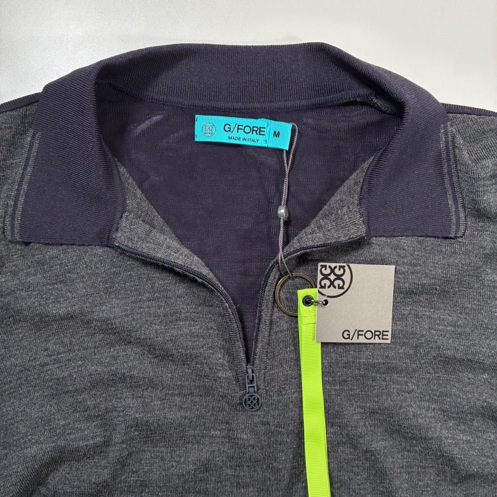 NEW G/FORE Quarter Zip Polo Women Medium Gray Wool Viscose Made in Italy READ